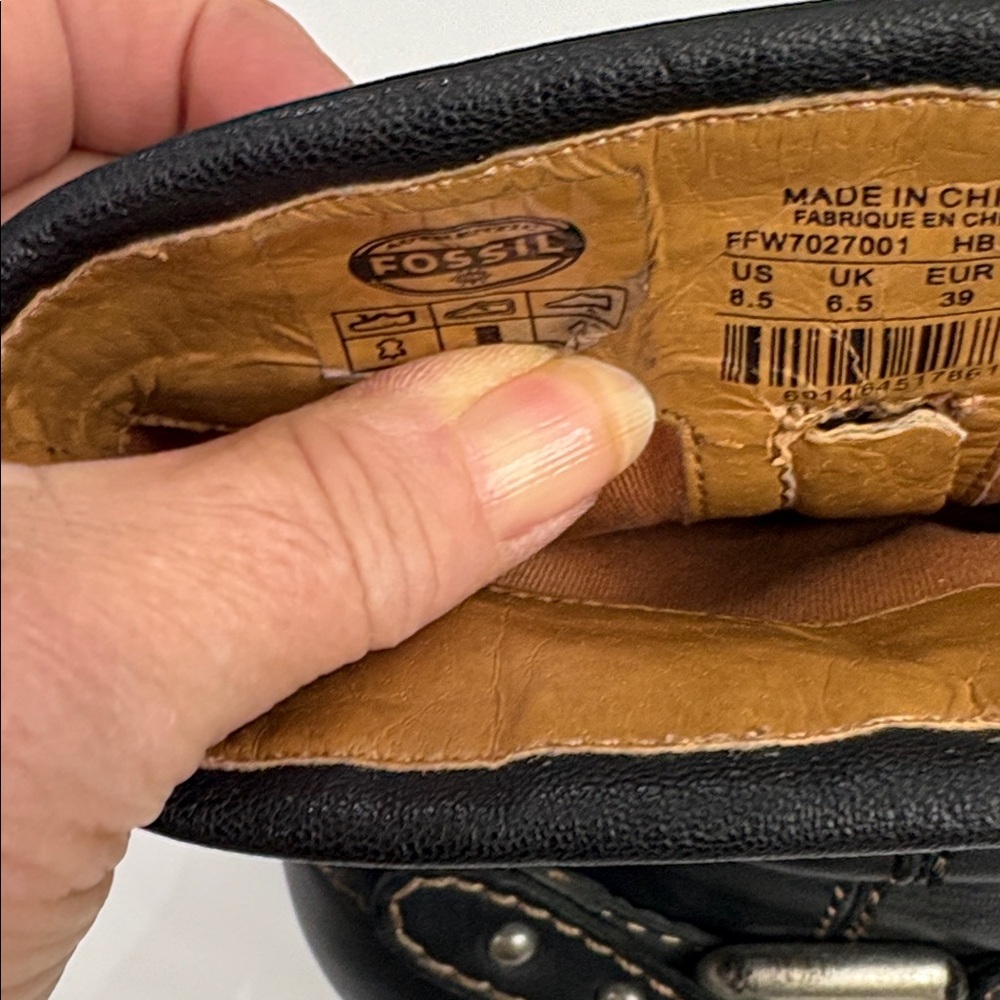 FOSSIL Black Leather BOOTS size 8.5 in boot bag - Picture 11 of 16